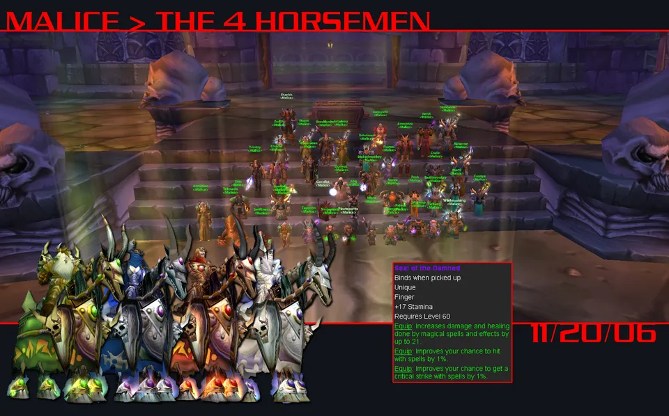 Malice raid group posing after killing The Four Horsemen, November 20, 2006
