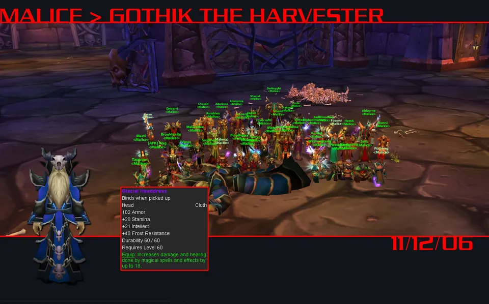 Malice raid group posing after killing Gothik the Harvester, November 12, 2006
