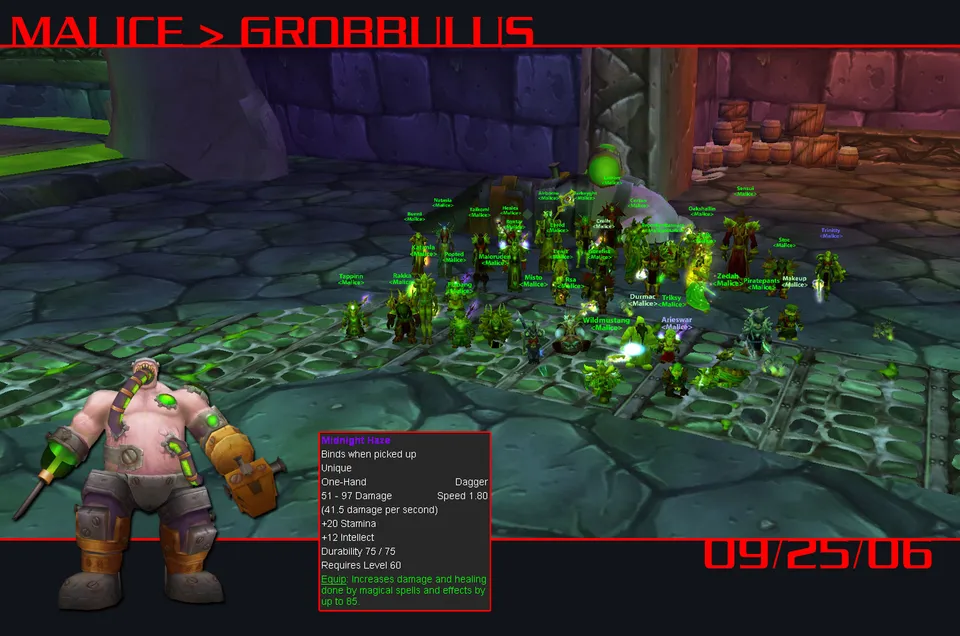 Malice raid group posing after killing Grobbulus, September 25, 2006